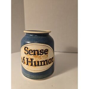 1991 Dr. Brophy's Ceramic Word Jars "Sense Of Humor" Dark Blue, 4.75" T (1pc)